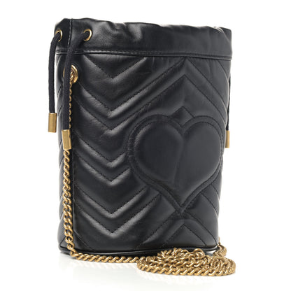 Gucci Calfskin Matelasse Mini GG Marmont 2.0 Bucket Bag Black 2 of 4