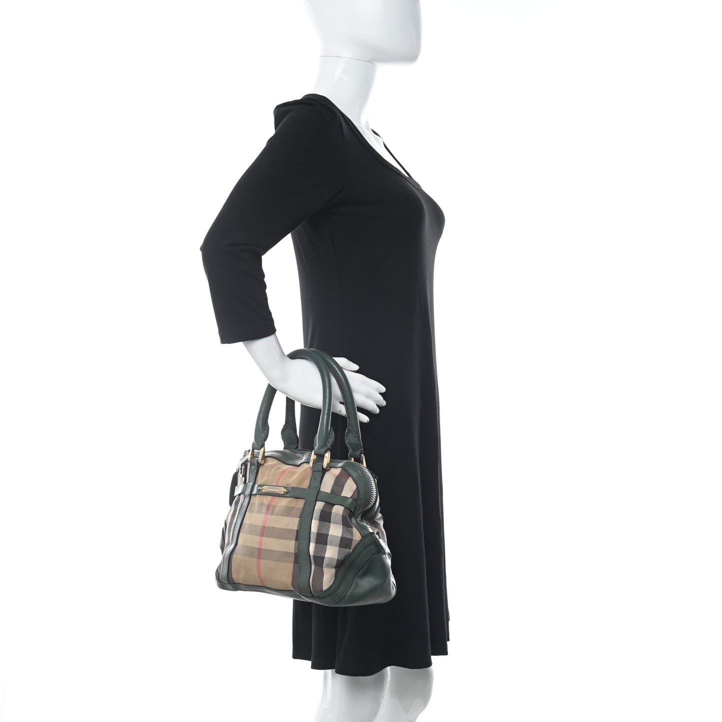 Bridle Calfskin House Check Small Orchard Bowling Bag Green