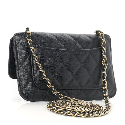Chanel Caviar Fabric Quilted Foldable Tote With Chain Black Multicolor 12 of 15