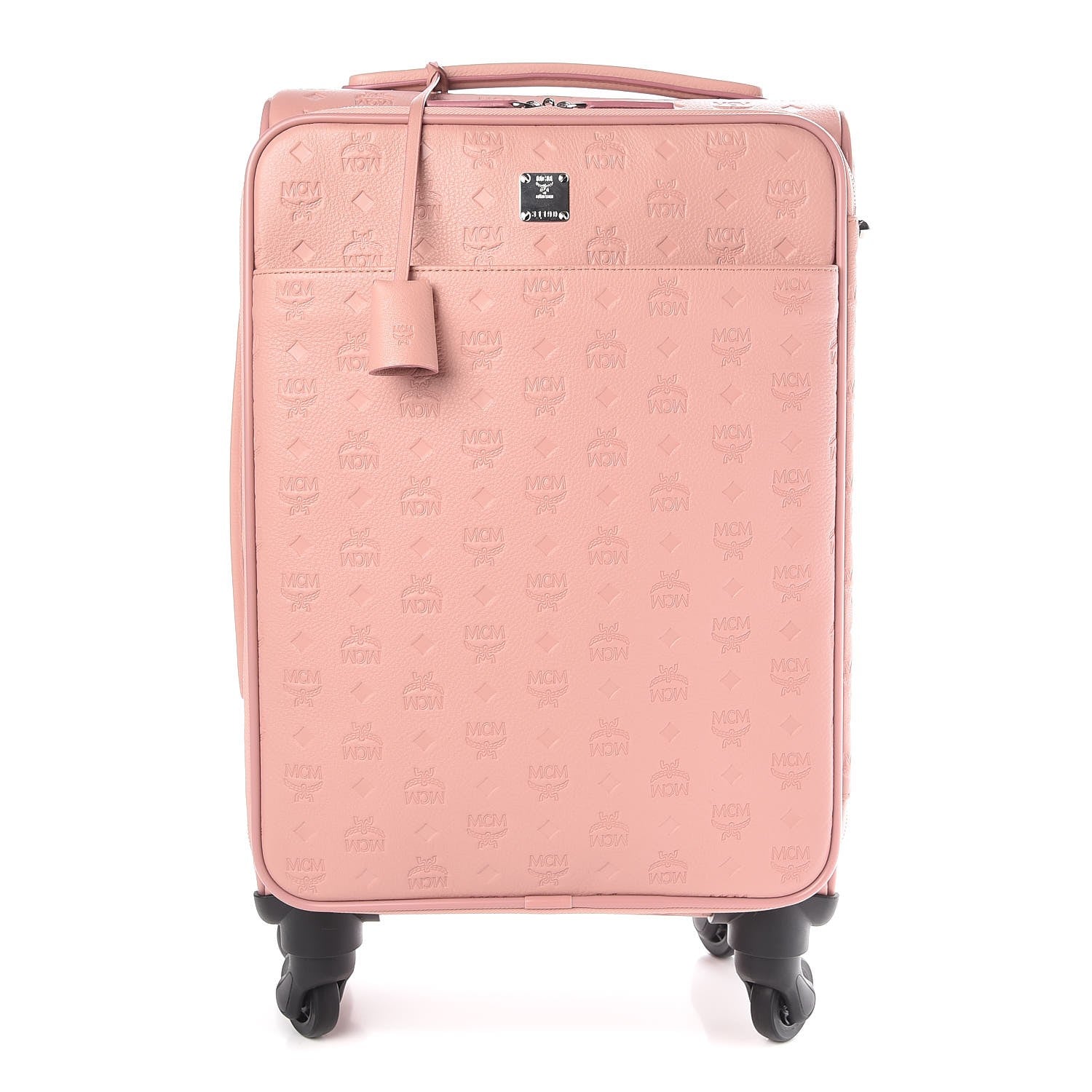 MCM Calfskin Ottomar Monogram Trolley Wheeled Suitcase Pink Blush 1 of 7