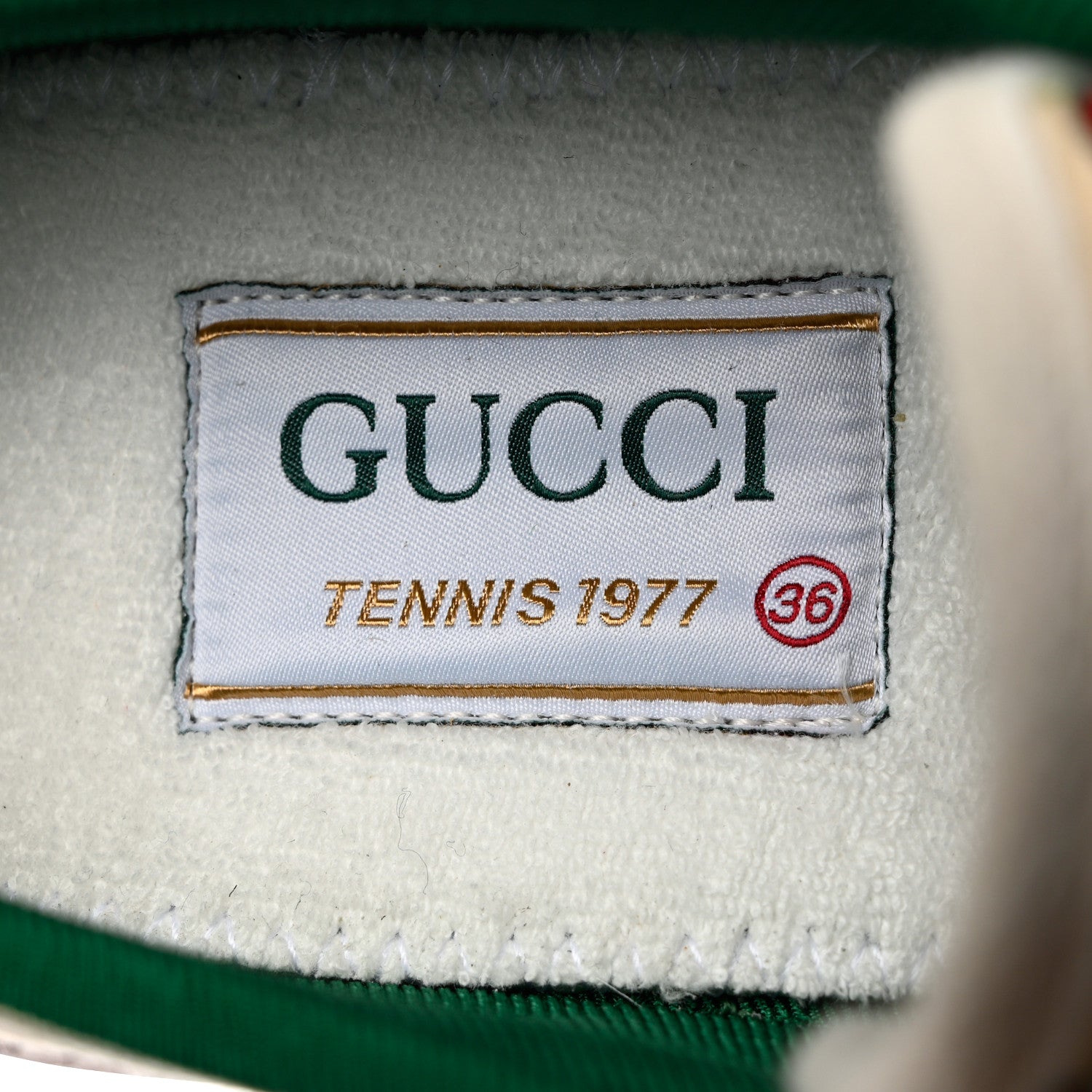 Gucci Canvas Web GG Apple Womens 1977 Tennis Sneakers 36 Ivory Red Mystic White New Shamarock 6 of 8