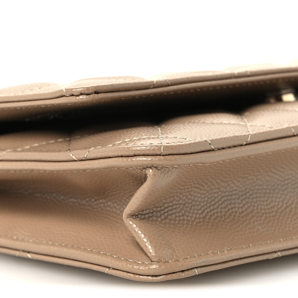 Chanel Caviar Quilted Wallet on Chain WOC Dark Beige 10 of 12