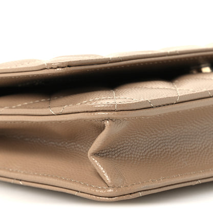 Chanel Caviar Quilted Wallet on Chain WOC Dark Beige 10 of 12