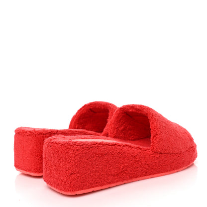 Chanel Terry CC Flat Mules Sandals 38 Dark Red Orange 4 of 9