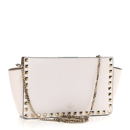 Valentino Garavani Vitello Rockstud Chain Clutch White 3 of 9
