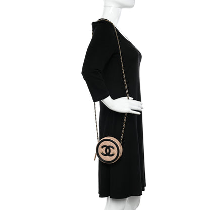 Chanel Caviar Quilted Round Filigree Crossbody Beige Black 2 of 10