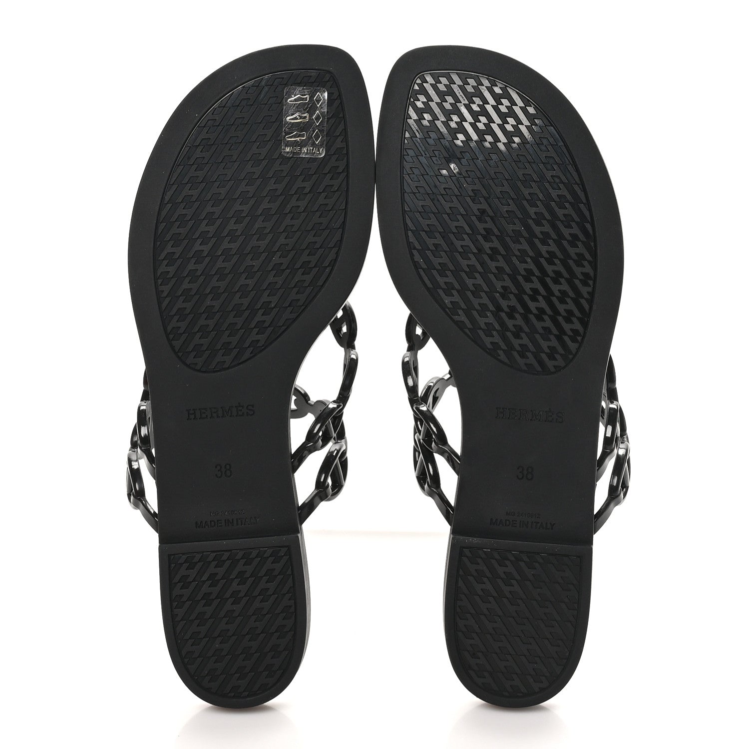 Hermes Rubber Chaine d'Ancre Island Sandals 38 Black 6 of 9