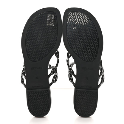 Hermes Rubber Chaine d'Ancre Island Sandals 38 Black 6 of 9