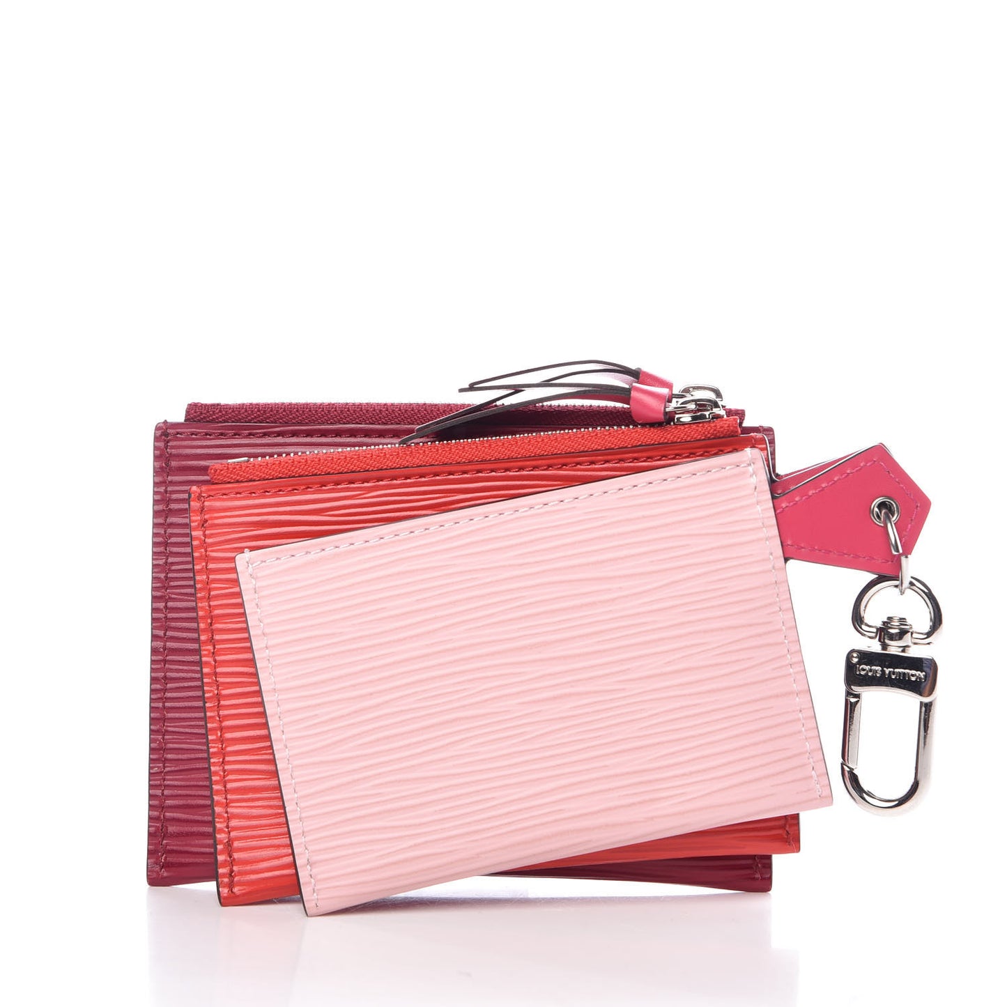 Epi Trio Card Case Wallet Rose Ballerine Rouge Fuchsia