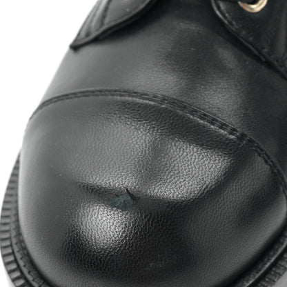 Chanel Lambskin Calfskin Lace Up Combat Boots 37.5 Black 7 of 7