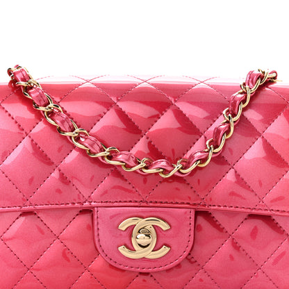Chanel Shaded Patent Calfskin Quilted Mini Rectangular Flap Pink Dark Pink 8 of 12