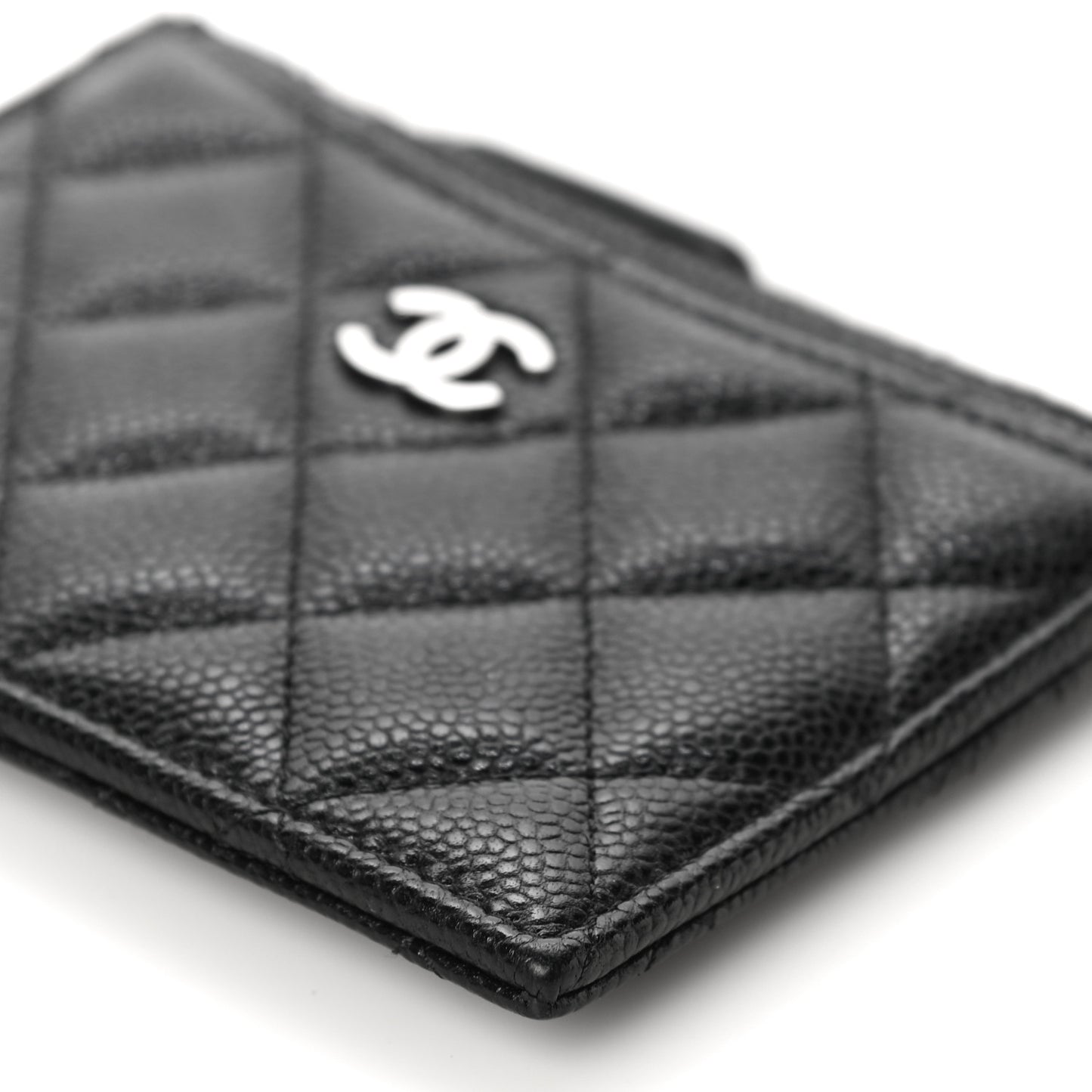 Caviar Quilted CC Zip Card Holder Black