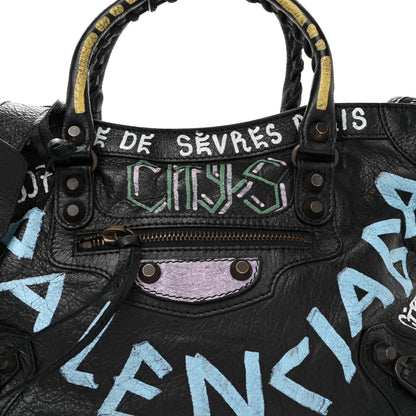 Balenciaga Agneau Graffiti All Over Classic Hardware S City Black Multicolor 8 of 10