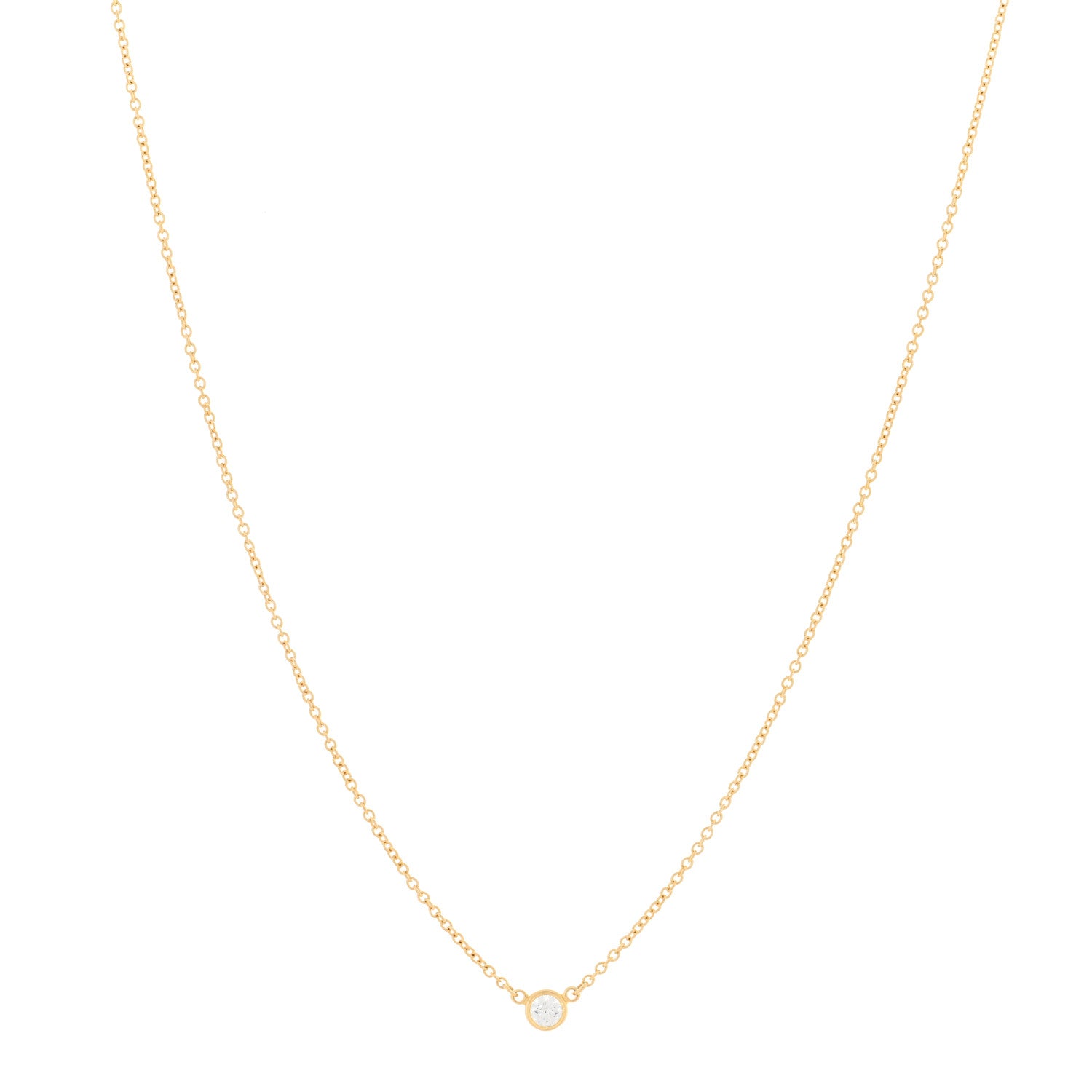 Tiffany 18K Yellow Gold Diamond .08ct Elsa Peretti Diamonds by the Yard Pendant Necklace 1 of 3