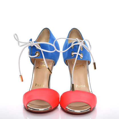 Christian Louboutin Kid Suede Fluo Mayerling 100 Sandals 35 Version Orange 2 of 9