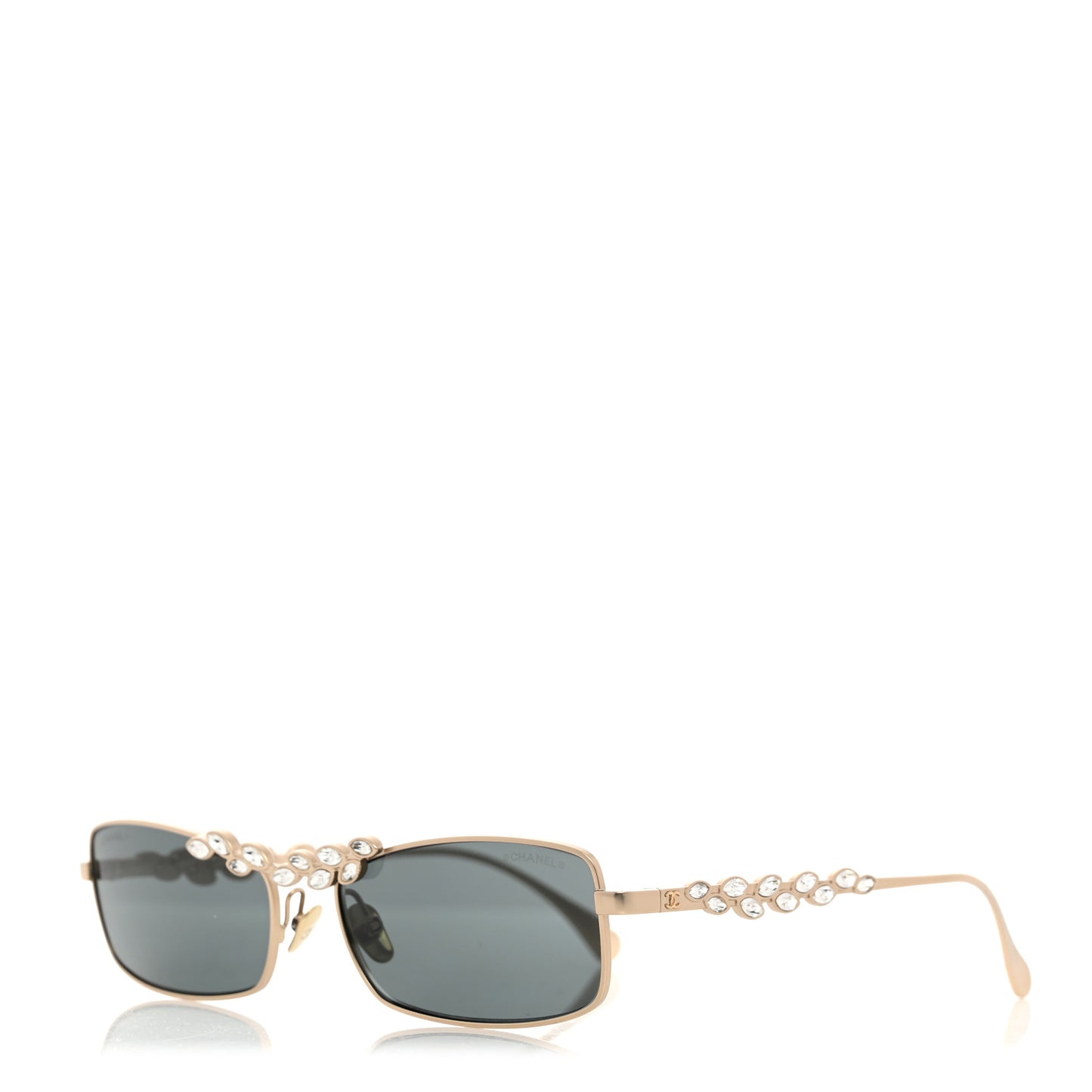 Metal Crystal Sparkling Wheat Rectangle Sunglasses 71584 Gold