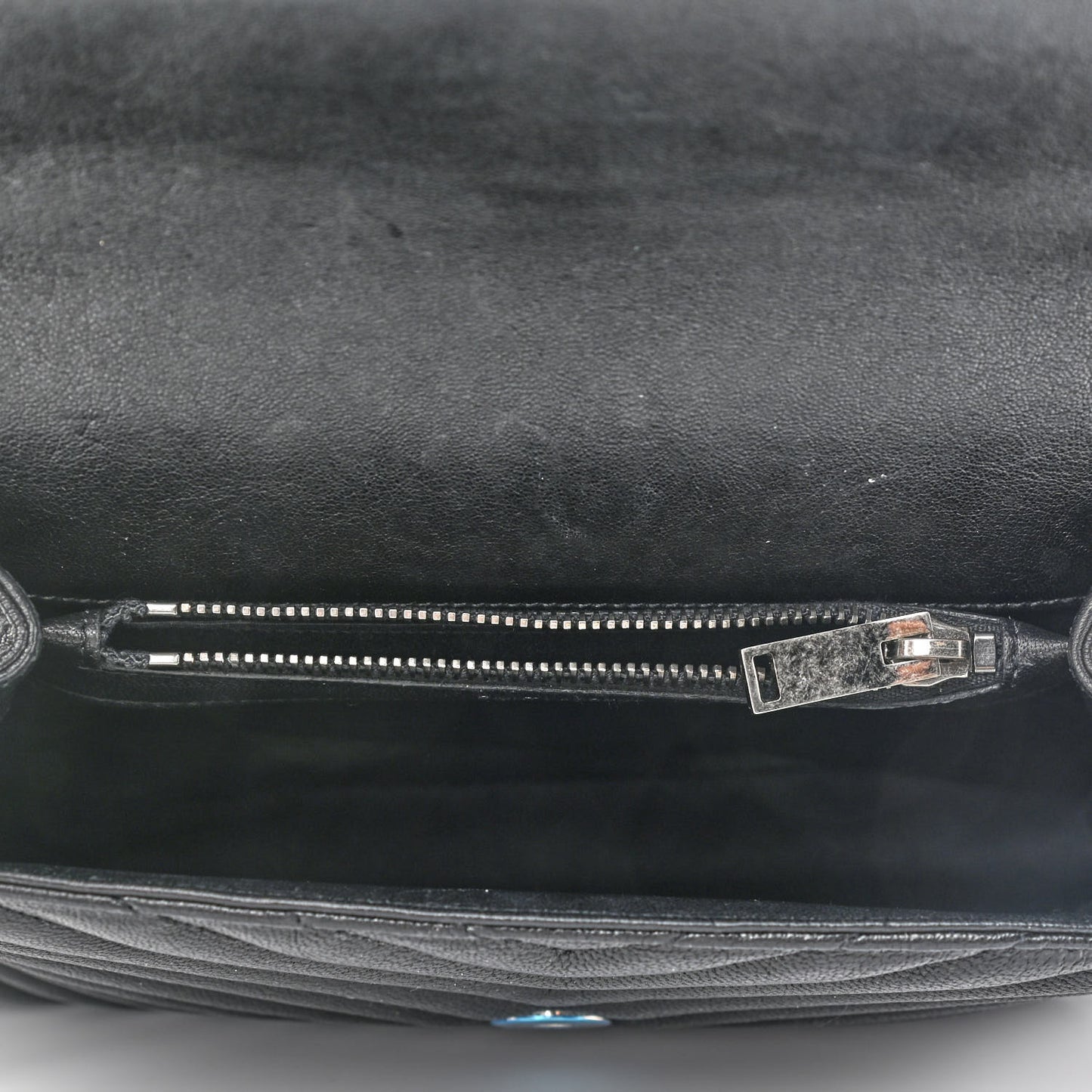 Sheepskin Matelasse Chevron Monogram Medium College Bag Black