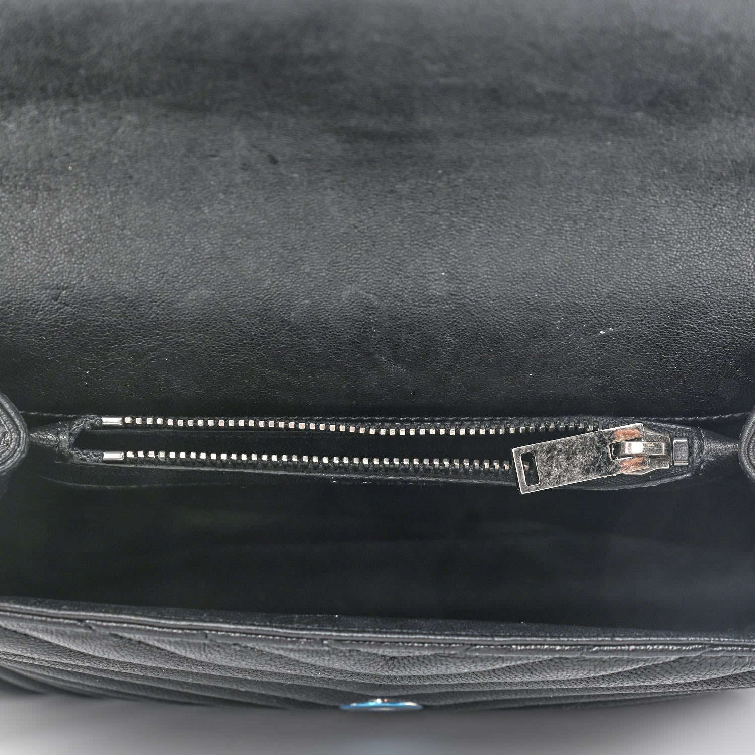 Saint Laurent Sheepskin Matelasse Chevron Monogram Medium College Bag Black 4 of 13