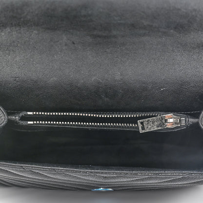 Saint Laurent Sheepskin Matelasse Chevron Monogram Medium College Bag Black 4 of 13