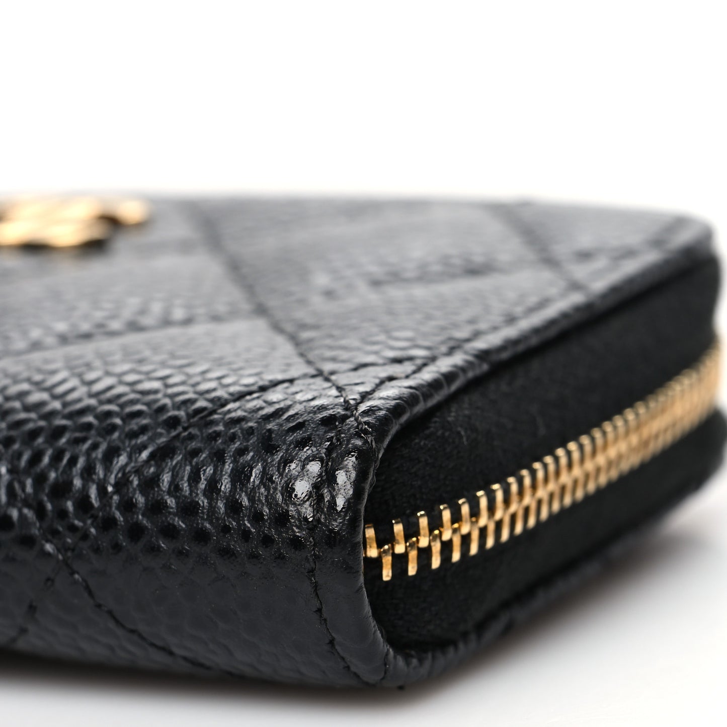Caviar Quilted Zip Coin Purse Black