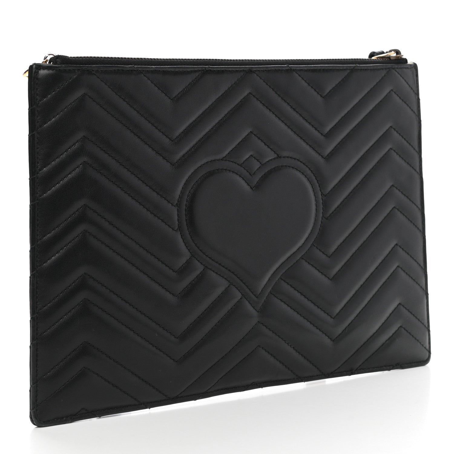 Gucci Calfskin Matelasse Large GG Marmont Zip Pouch Black 3 of 11
