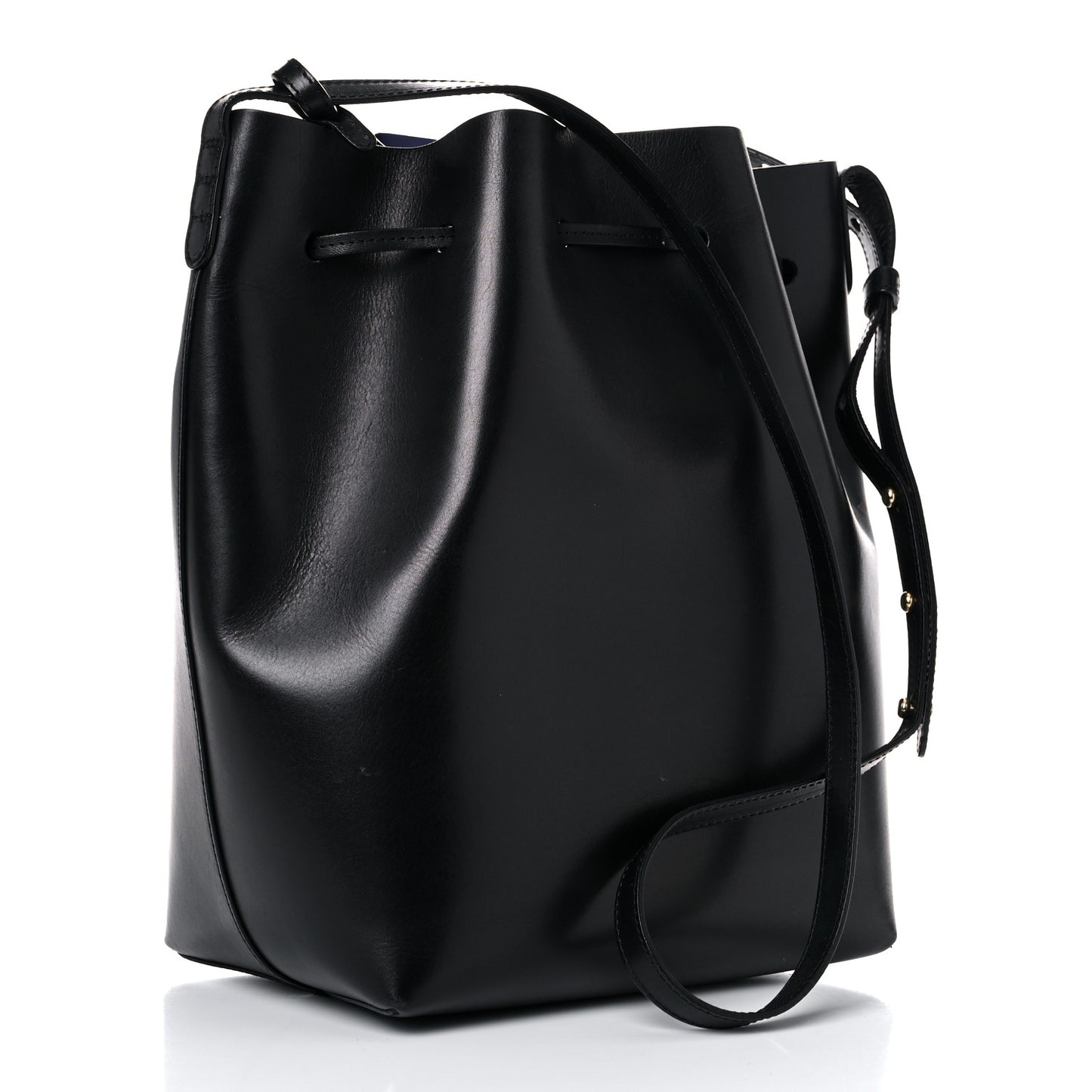 Vegetable Tanned Calfskin Bucket Bag Black Royal