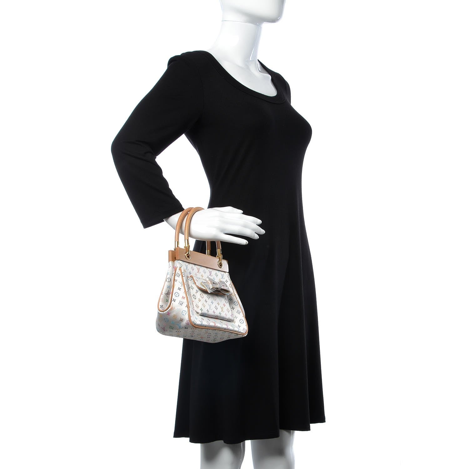 Louis Vuitton Silk Satin Monogram Multicolor Abelia White 2 of 8