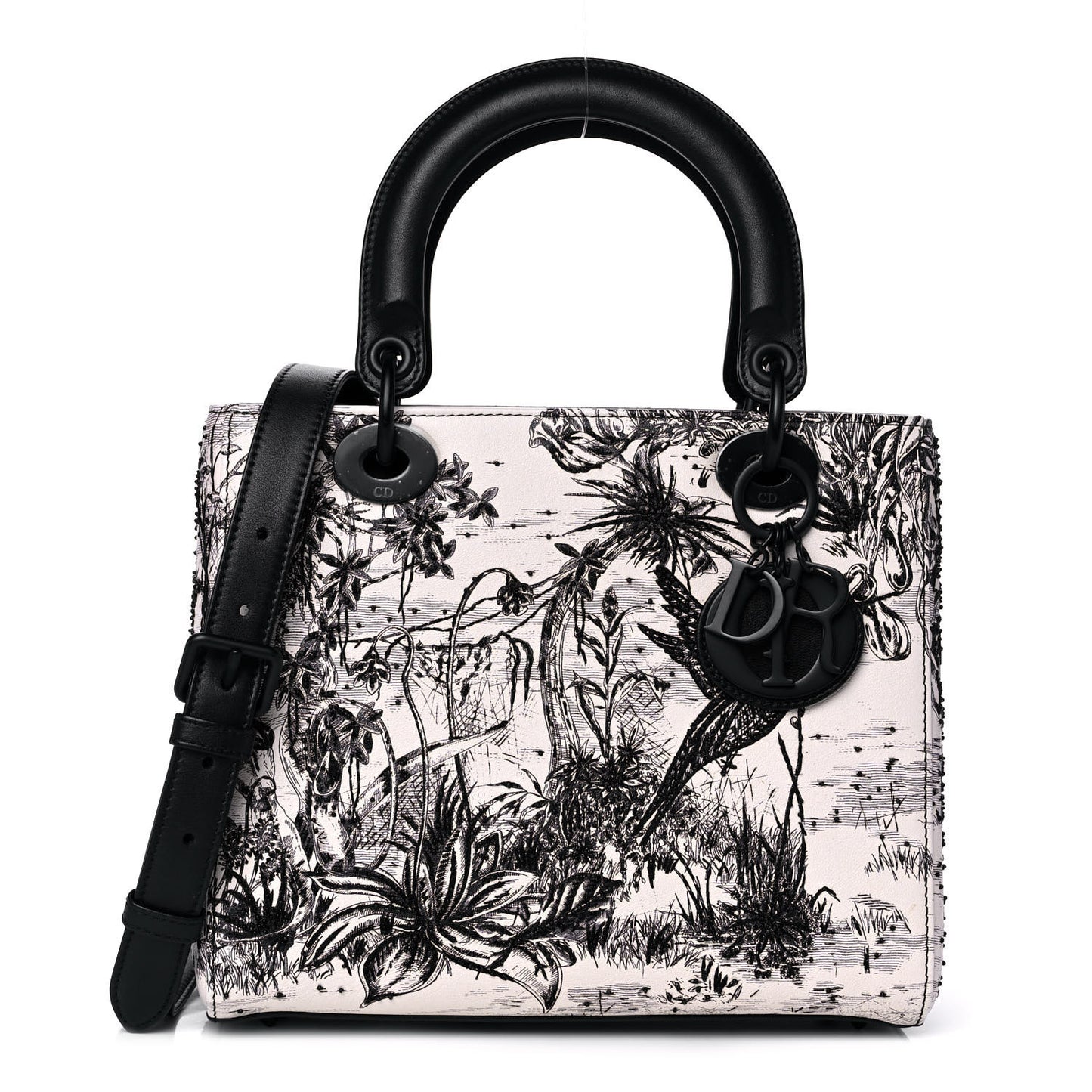 Ultra Matte Embroidered Medium Lady Dior Black