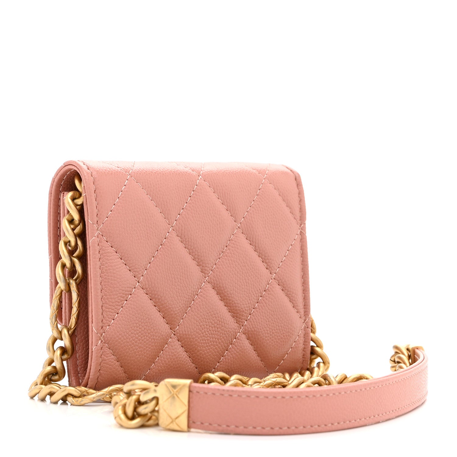 Chanel Caviar Quilted Bracelet On Chain Clutch Pink 3 of 11