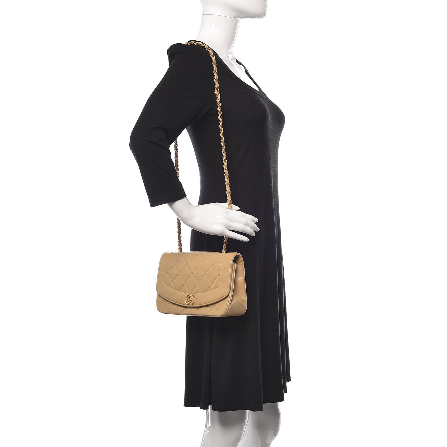 Lambskin Quilted Small Single Flap Beige