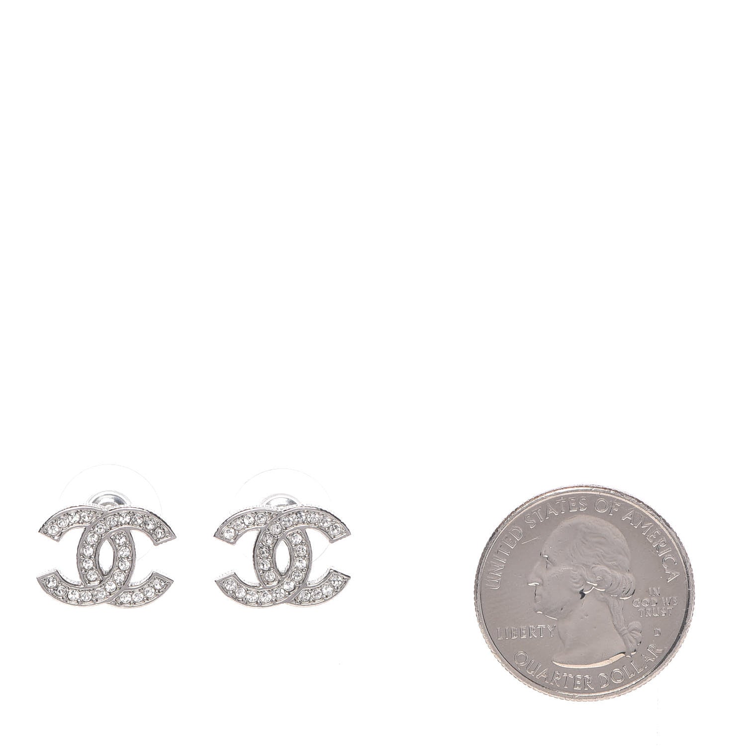 Chanel Crystal CC Earrings Silver 2 of 5