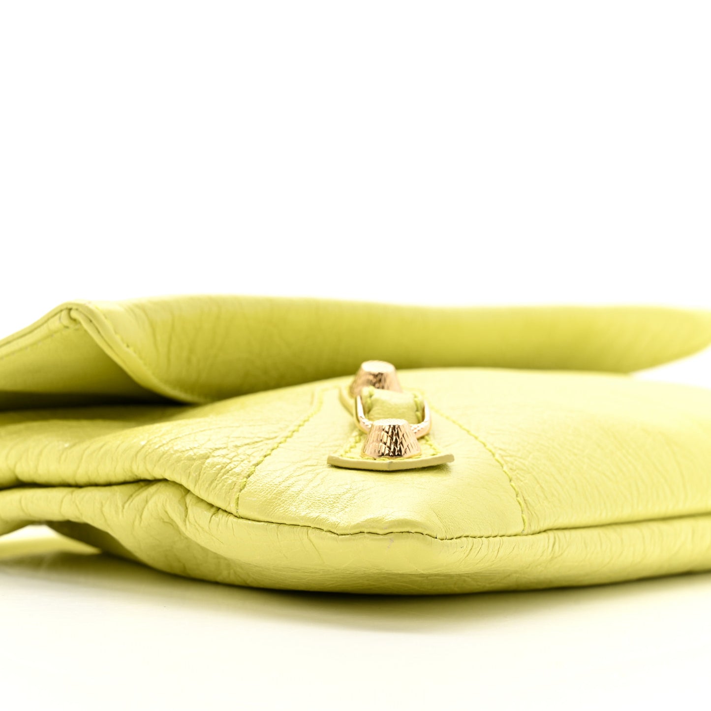 Agneau Giant 12 Gold Hardware Envelope Strap Clutch Jaune Citronnade
