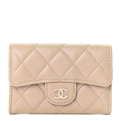 Chanel Iridescent Caviar Quilted Flap Card Holder Wallet Beige 1 of 8