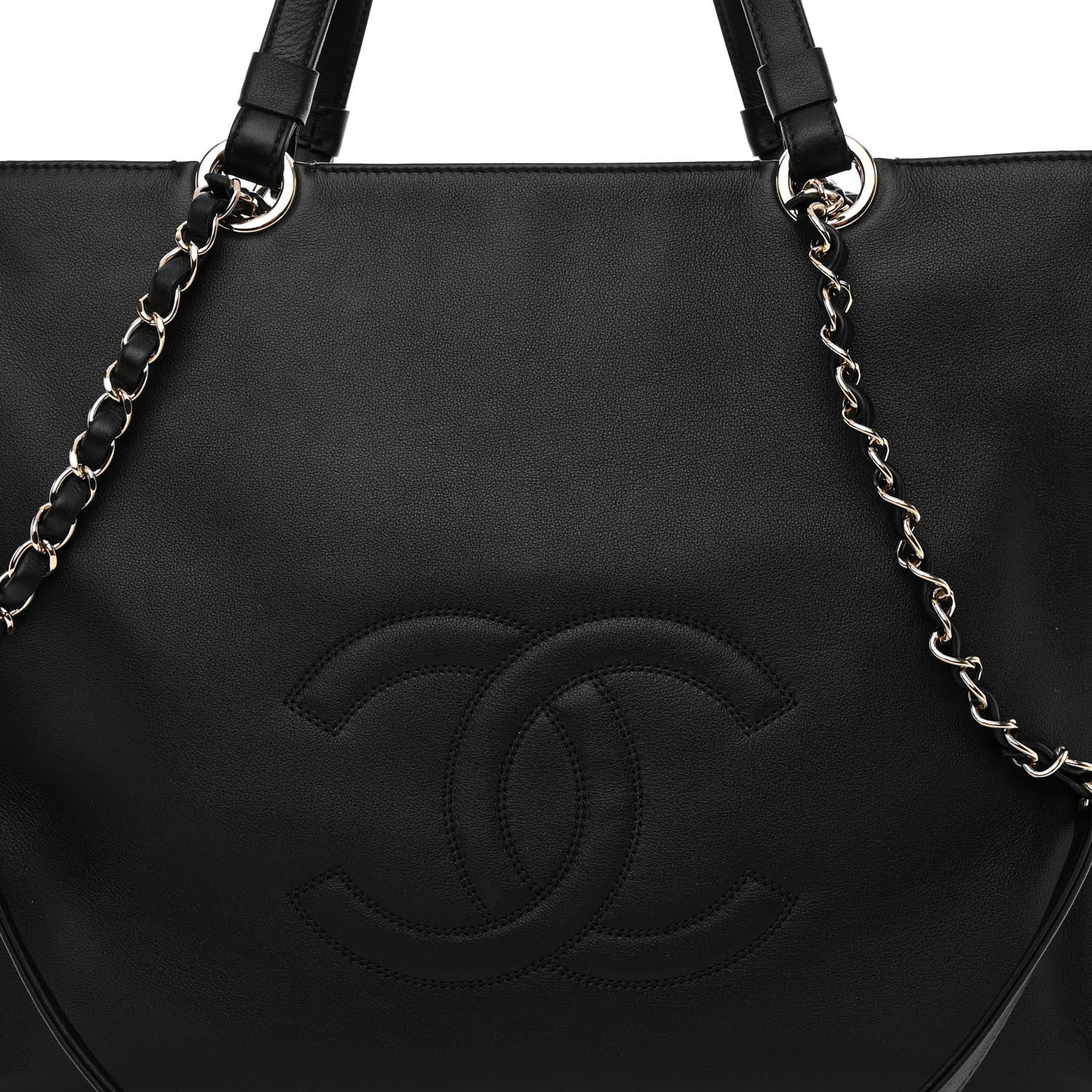 Chanel Calfskin CC Zipped Shopping Tote Black 7 of 10
