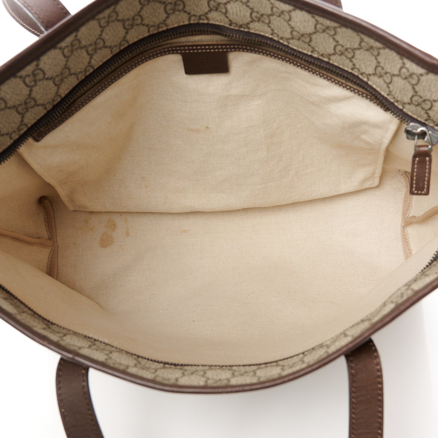 Gucci GG Supreme Monogram Medium Zippered Shopping Tote Dark Brown 5 of 14