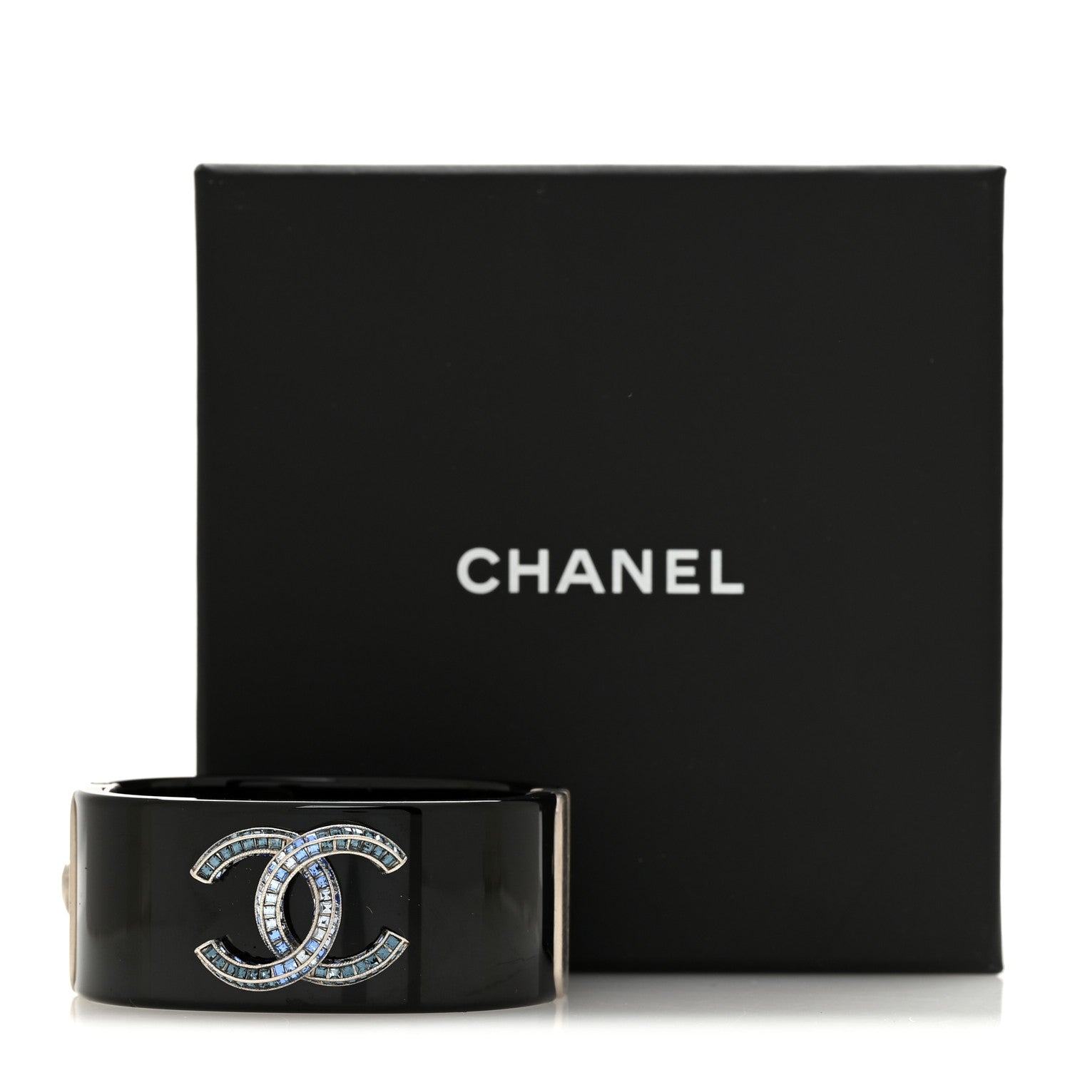 Chanel Resin Crystal CC Cuff Black 5 of 5