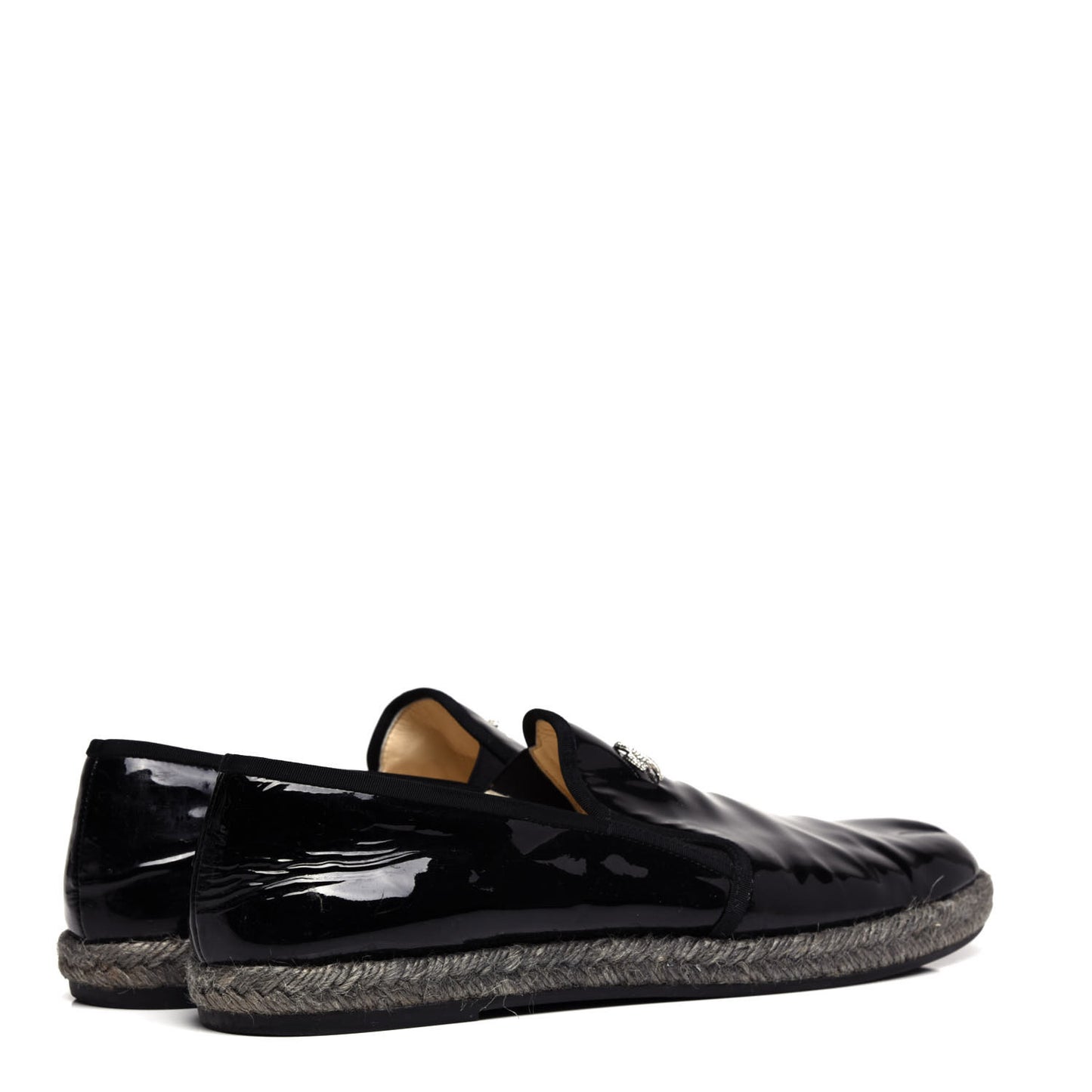 Patent Calfskin CC Mocassin Loafer Espadrilles 40.5 Black