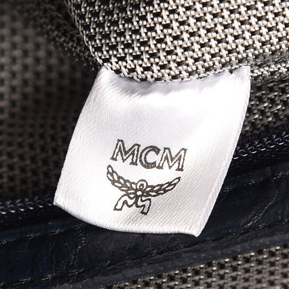 MCM Calfskin Crocodile Embossed Large Luxus Backpack Blue 12 of 24