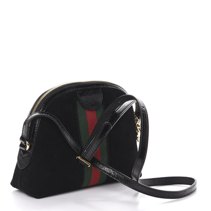 Gucci Suede Patent Web GG Small Ophidia Dome Shoulder Bag Black 3 of 9
