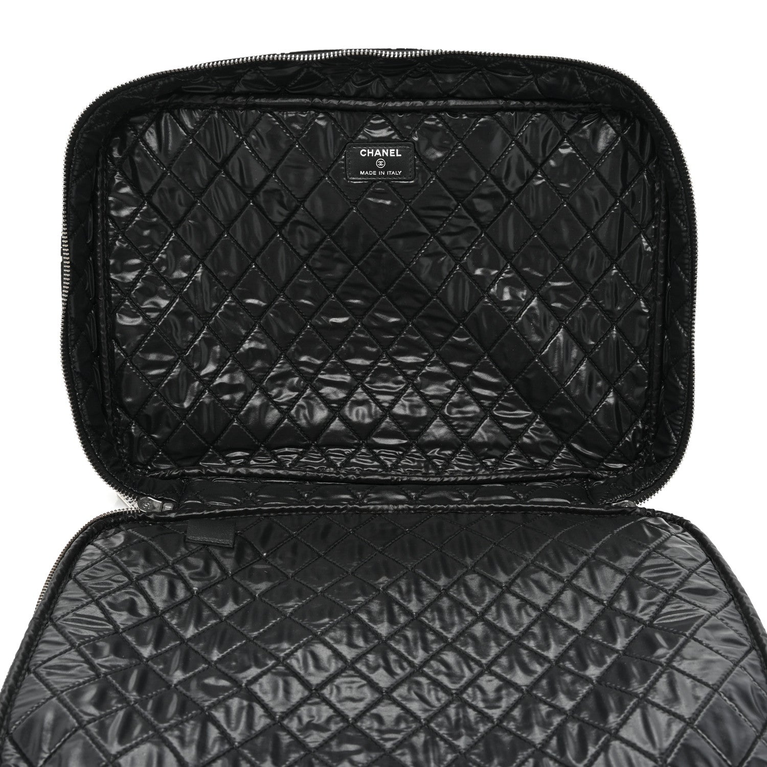 Chanel Coated Canvas Airline Cosmetic Travel Bag Black White 4 of 7