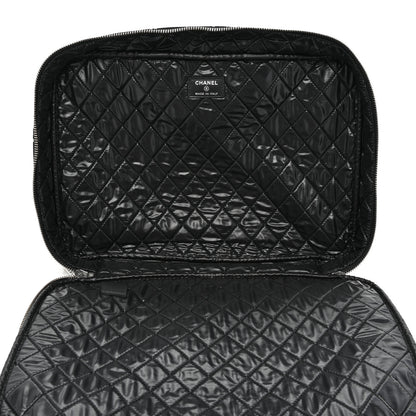 Chanel Coated Canvas Airline Cosmetic Travel Bag Black White 4 of 7