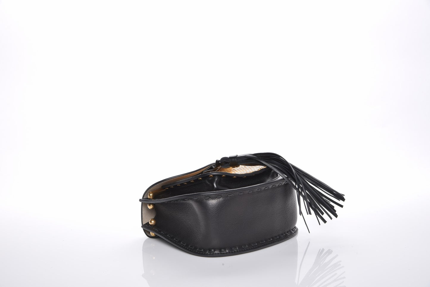 Calfskin Python Studded Mini Hudson Shoulder Bag Black