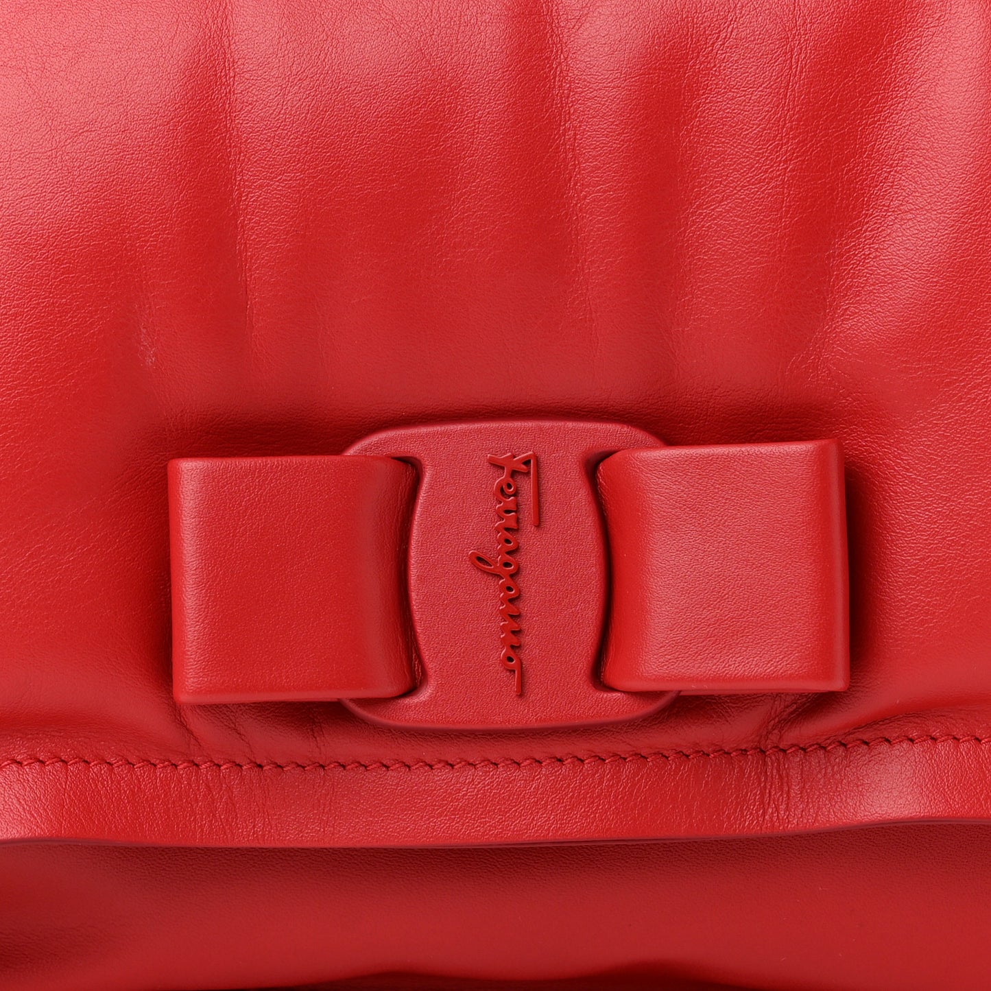 Calfskin Small Viva Bow Shoulder Bag Red