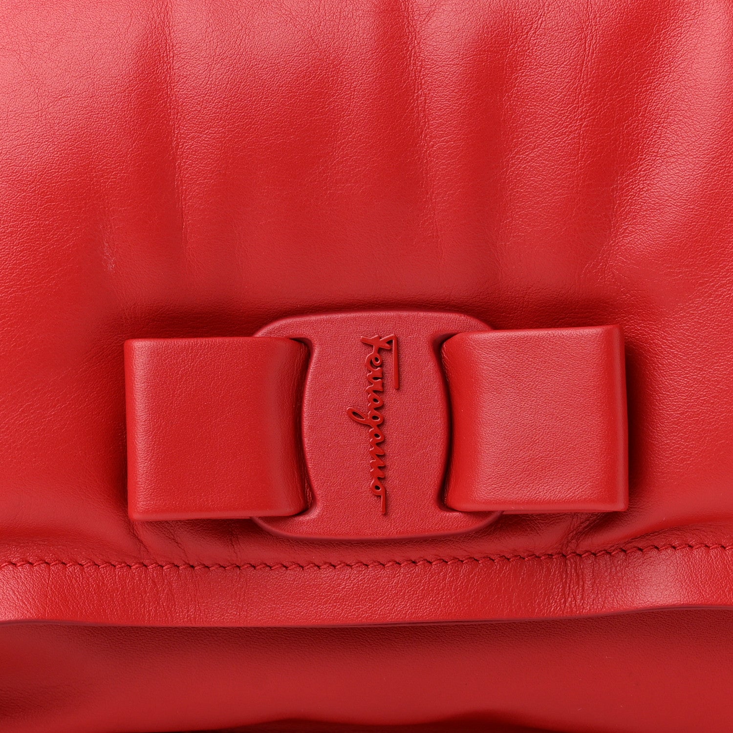 Salvatore Ferragamo Calfskin Small Viva Bow Shoulder Bag Red 9 of 12
