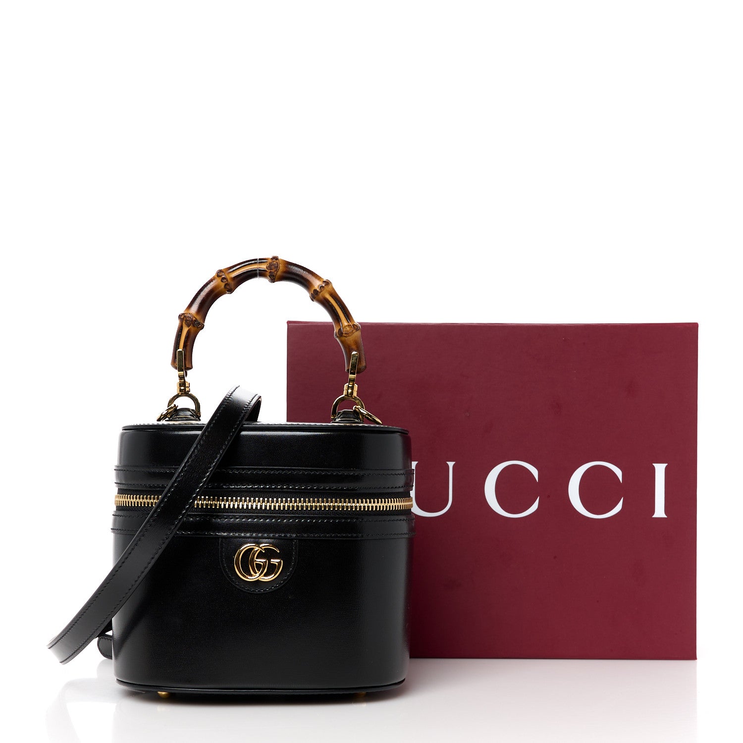 Gucci Calfskin Mini Bamboo Top Handle Shoulder Bag Black 11 of 11