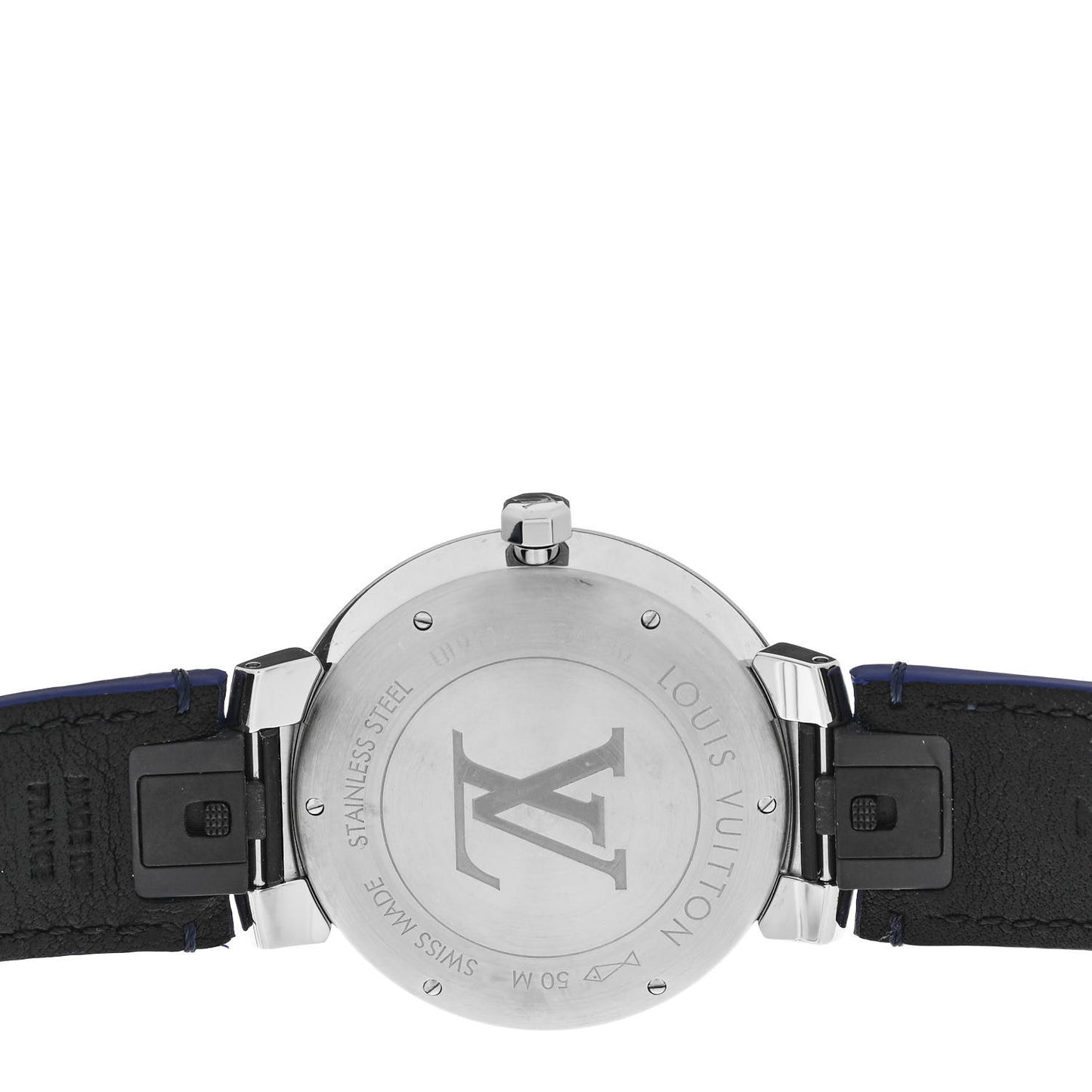 Stainless Steel Monogram 38mm Tambour Slim Quartz Watch Blue