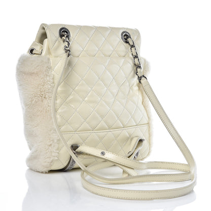 Chanel Glazed Calfskin Shearling Quilted Small Mountain Backpack Ivory 3 of 9