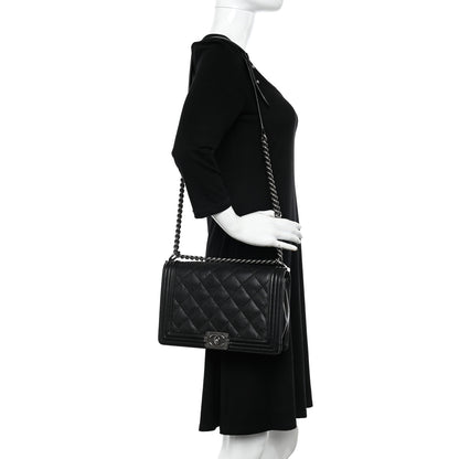 Chanel Calfskin Double Stitch Medium Boy Flap Black 2 of 9