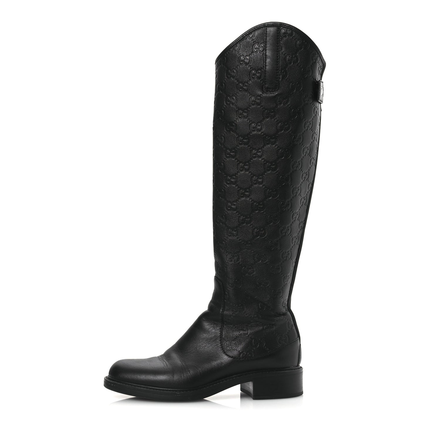 Guccissima Calfskin Miro Soft Knee High Riding Boots 35.5 Black