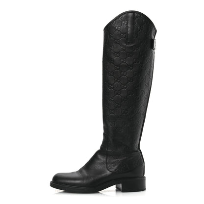 Gucci Guccissima Calfskin Miro Soft Knee High Riding Boots 35.5 Black 1 of 10